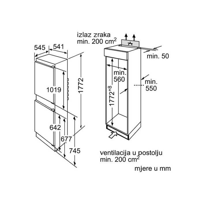 Ugradbeni hladnjak Bosch KIV34X20 - Slika 2